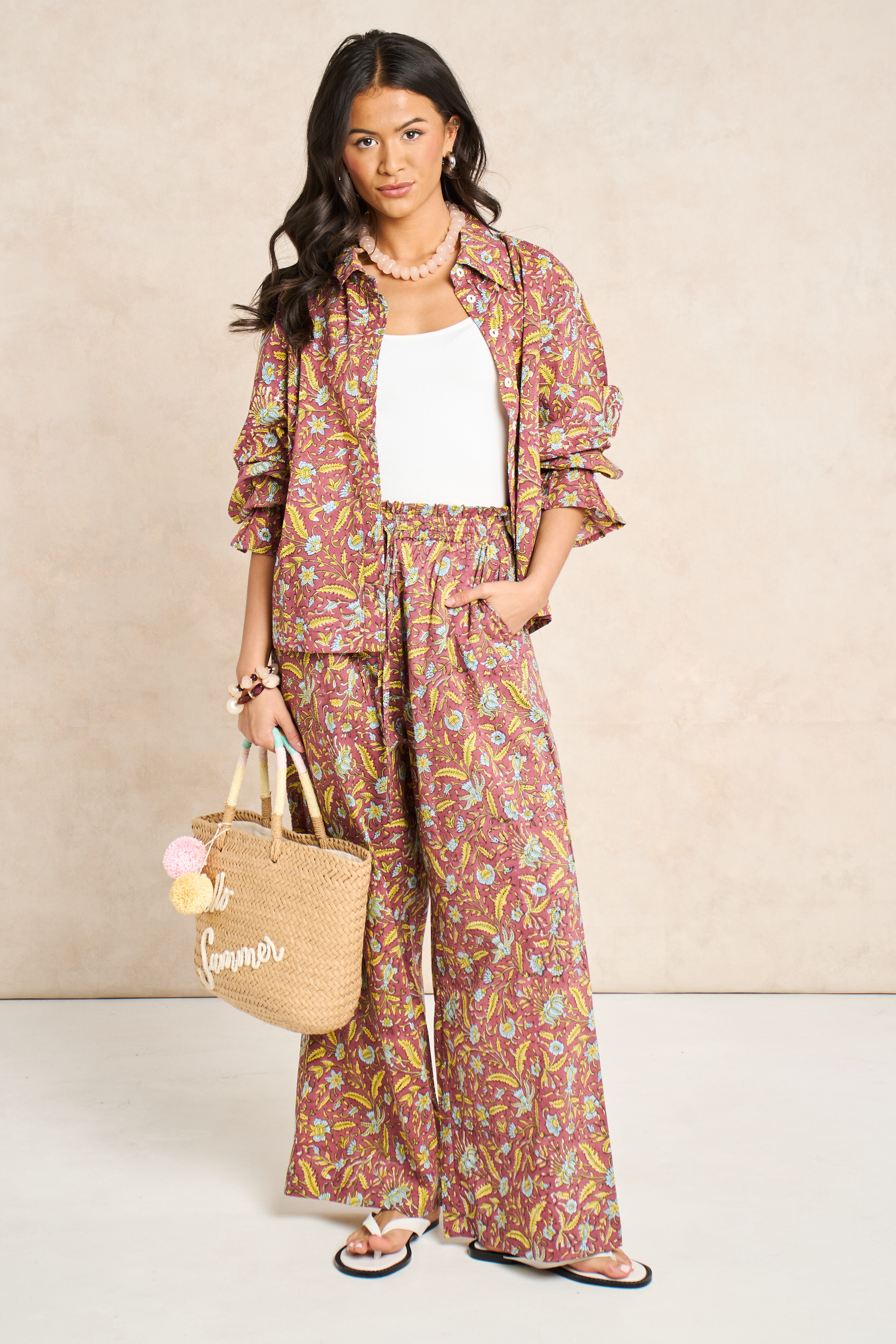 Goldie Marigold & Blue Block Print Matching Set
