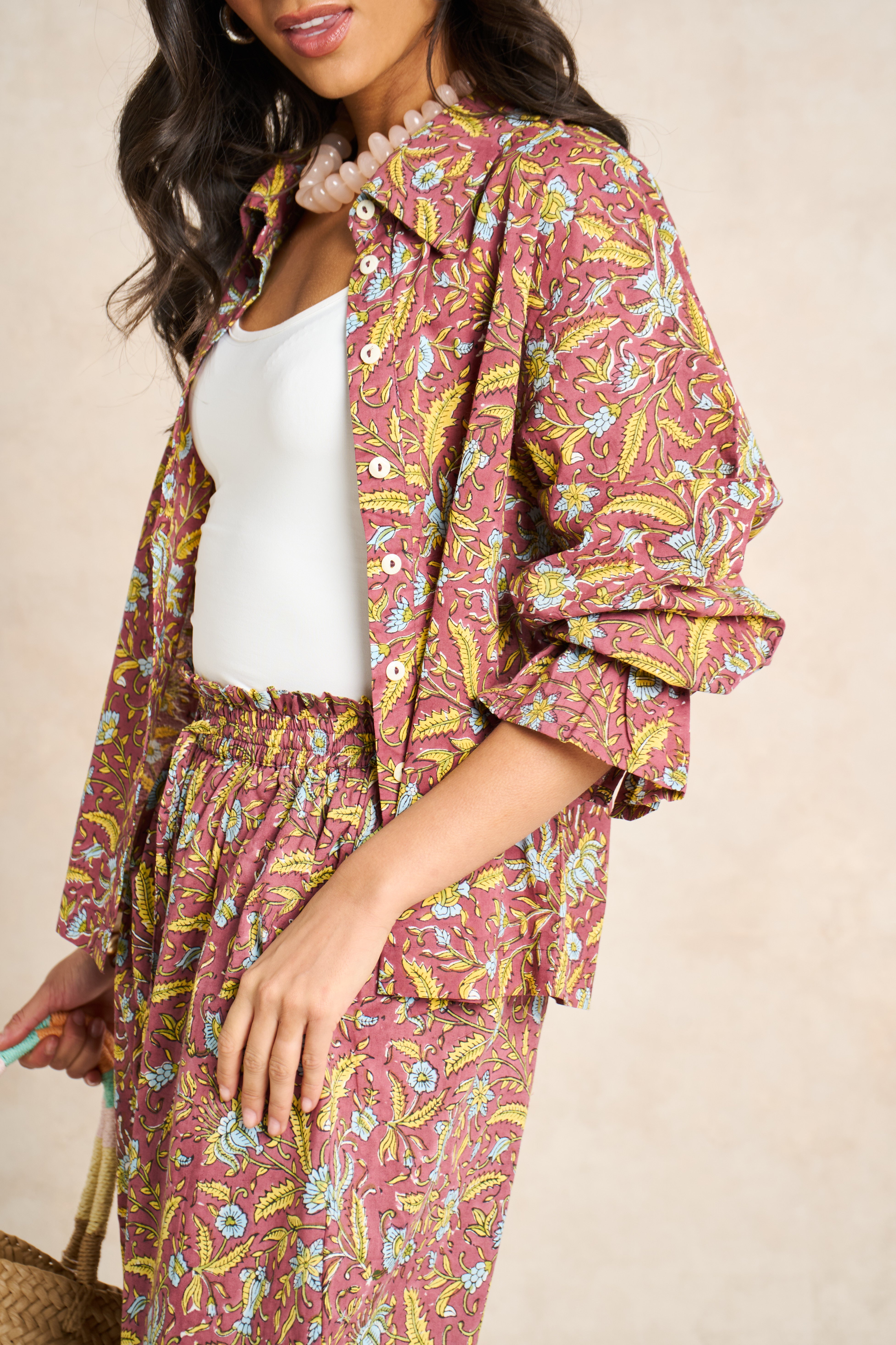 Goldie Marigold & Blue Block Print Matching Set