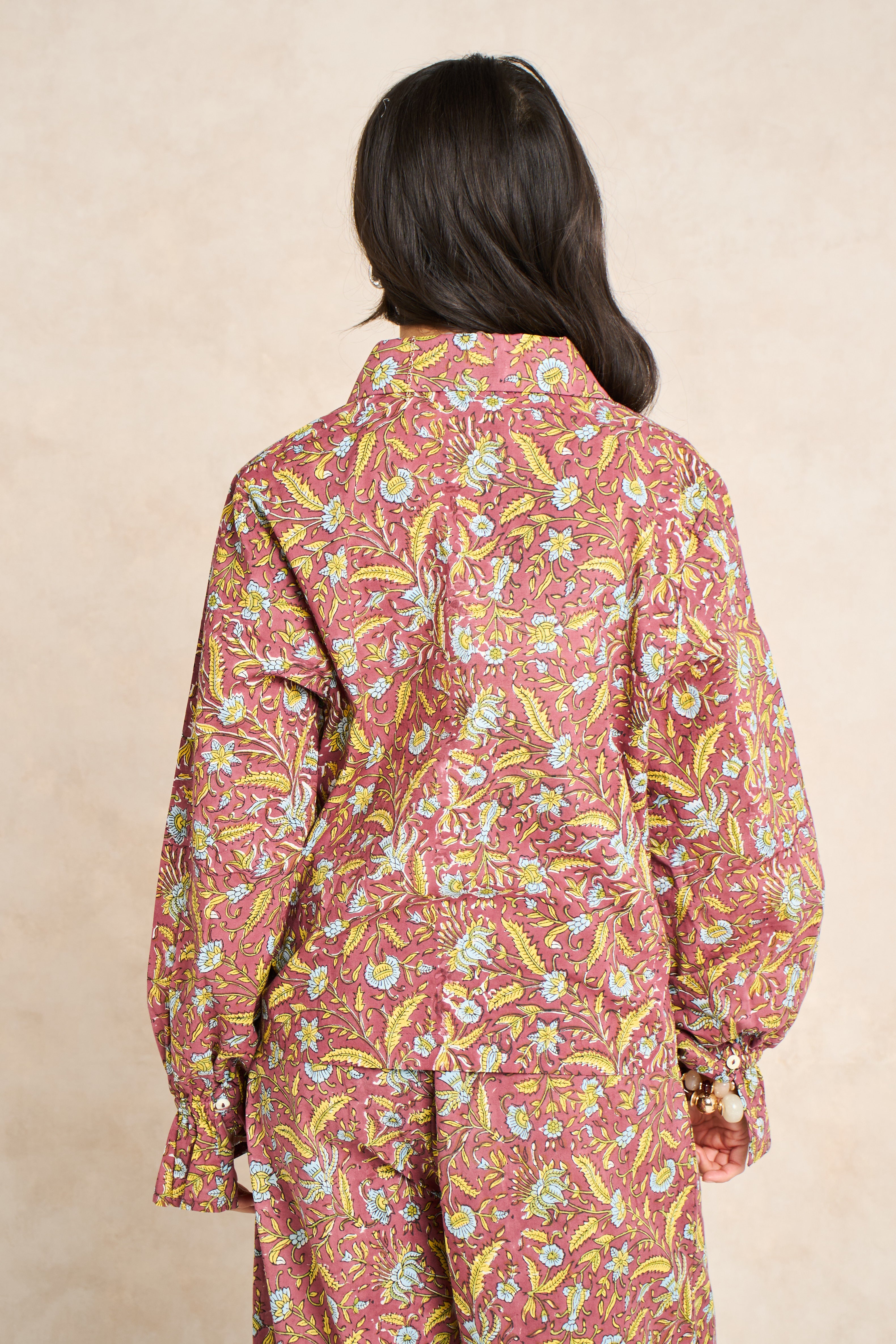 Goldie Marigold & Blue Block Print Matching Set