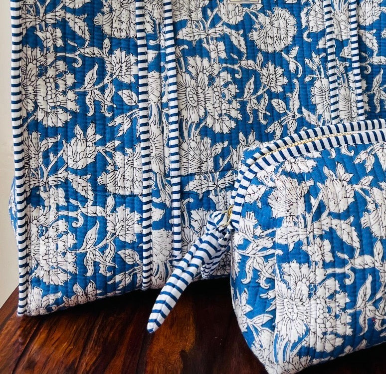 Reversible Cotton Quilted Floral Tote Bag