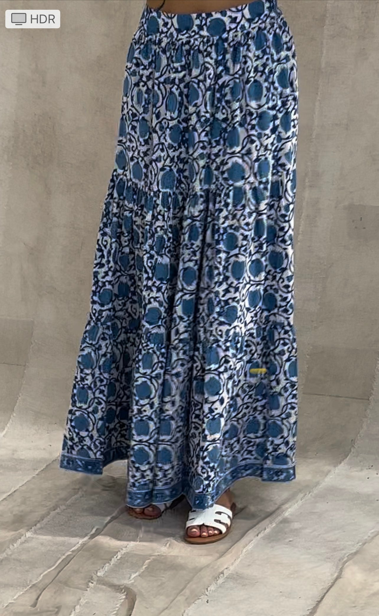 Block Print Maxi Tiered Skirt