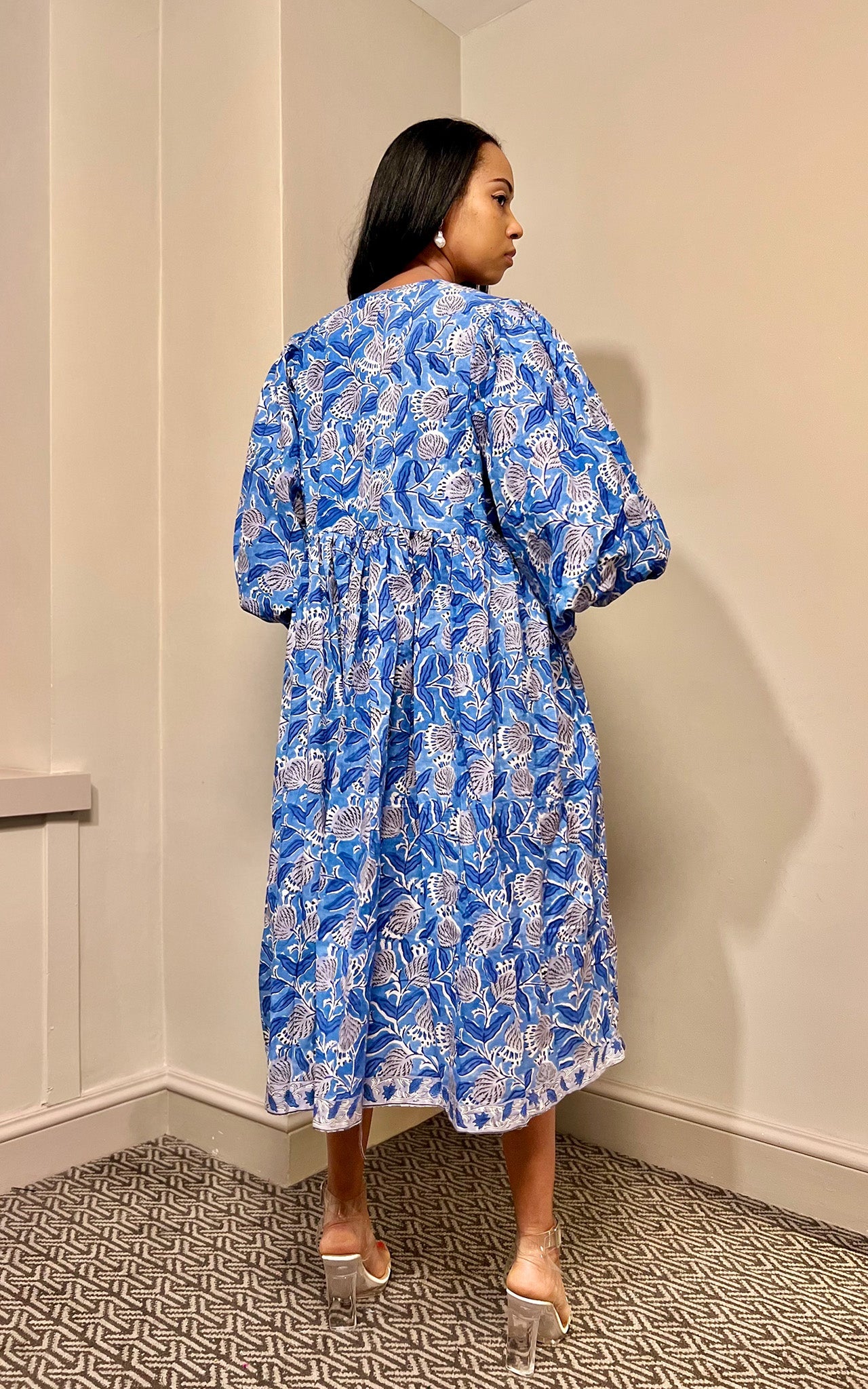 Camile Block Print Oversized Midi