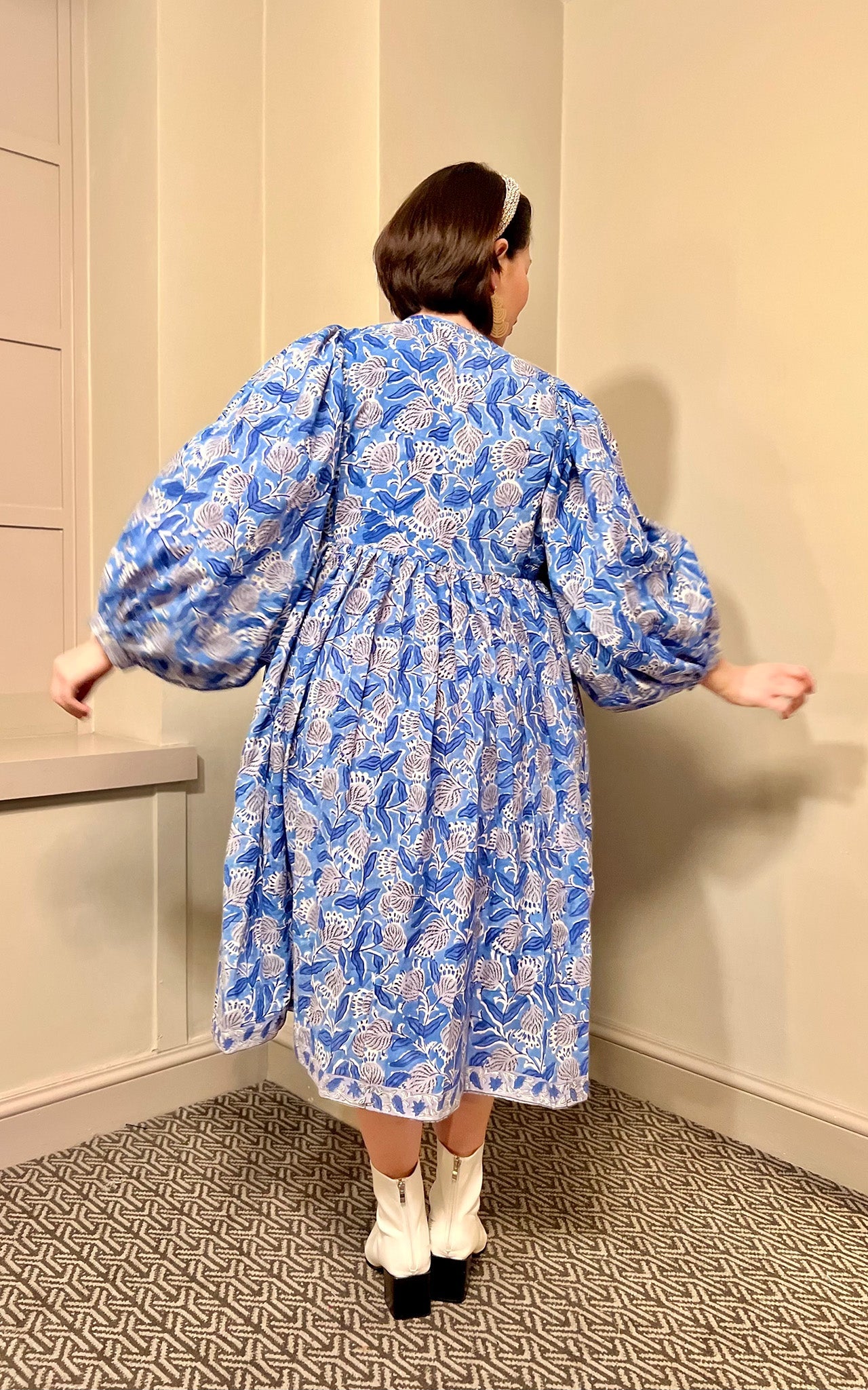 Camile Block Print Oversized Midi