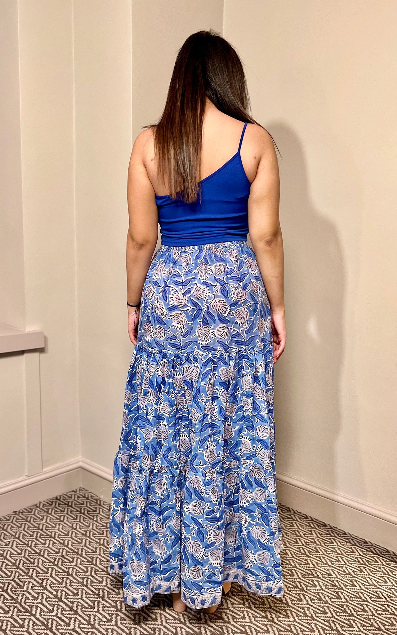 Block Print Maxi Tiered Skirt