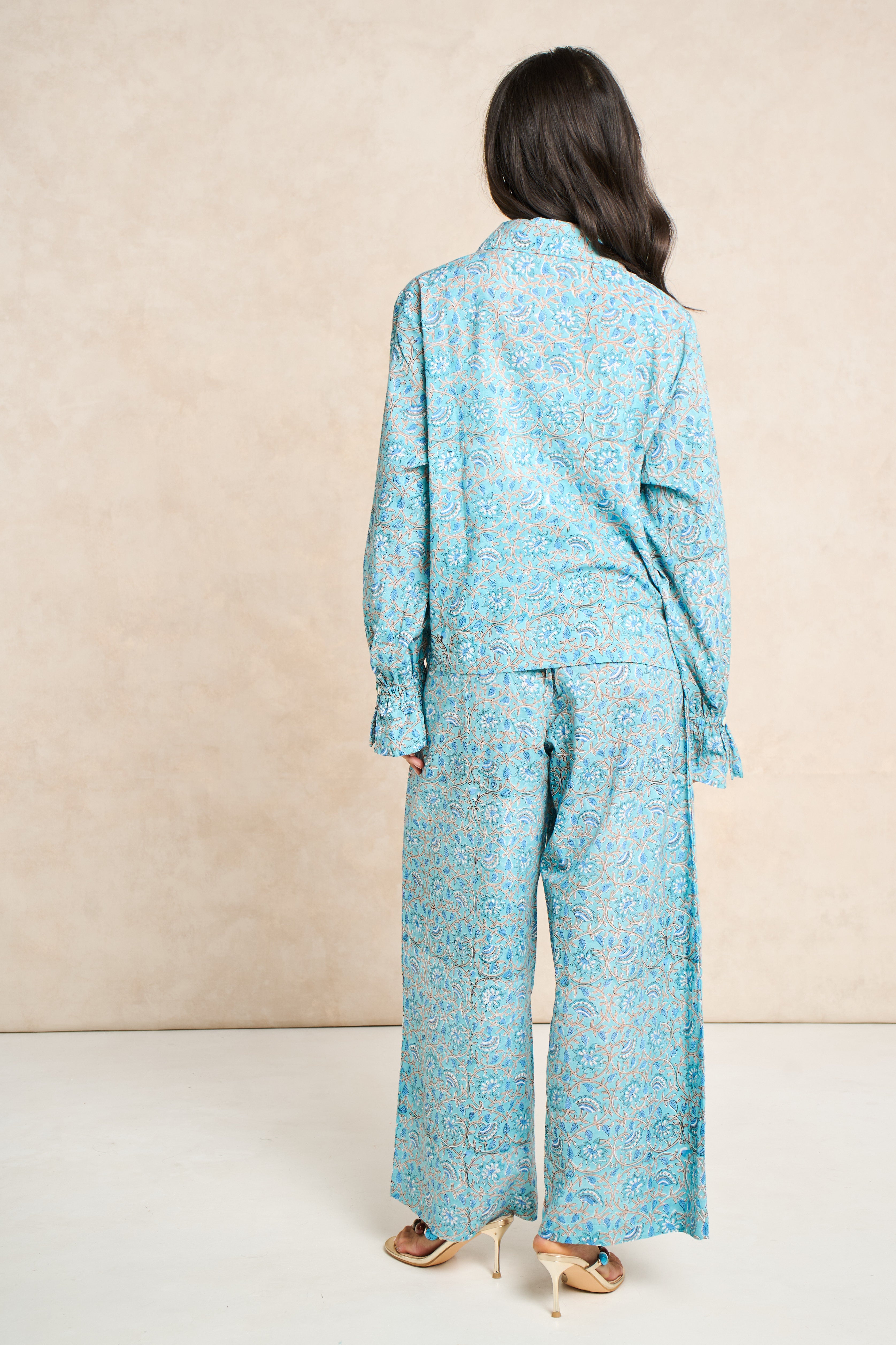 Iris crimson & Gold Block Print Matching Set