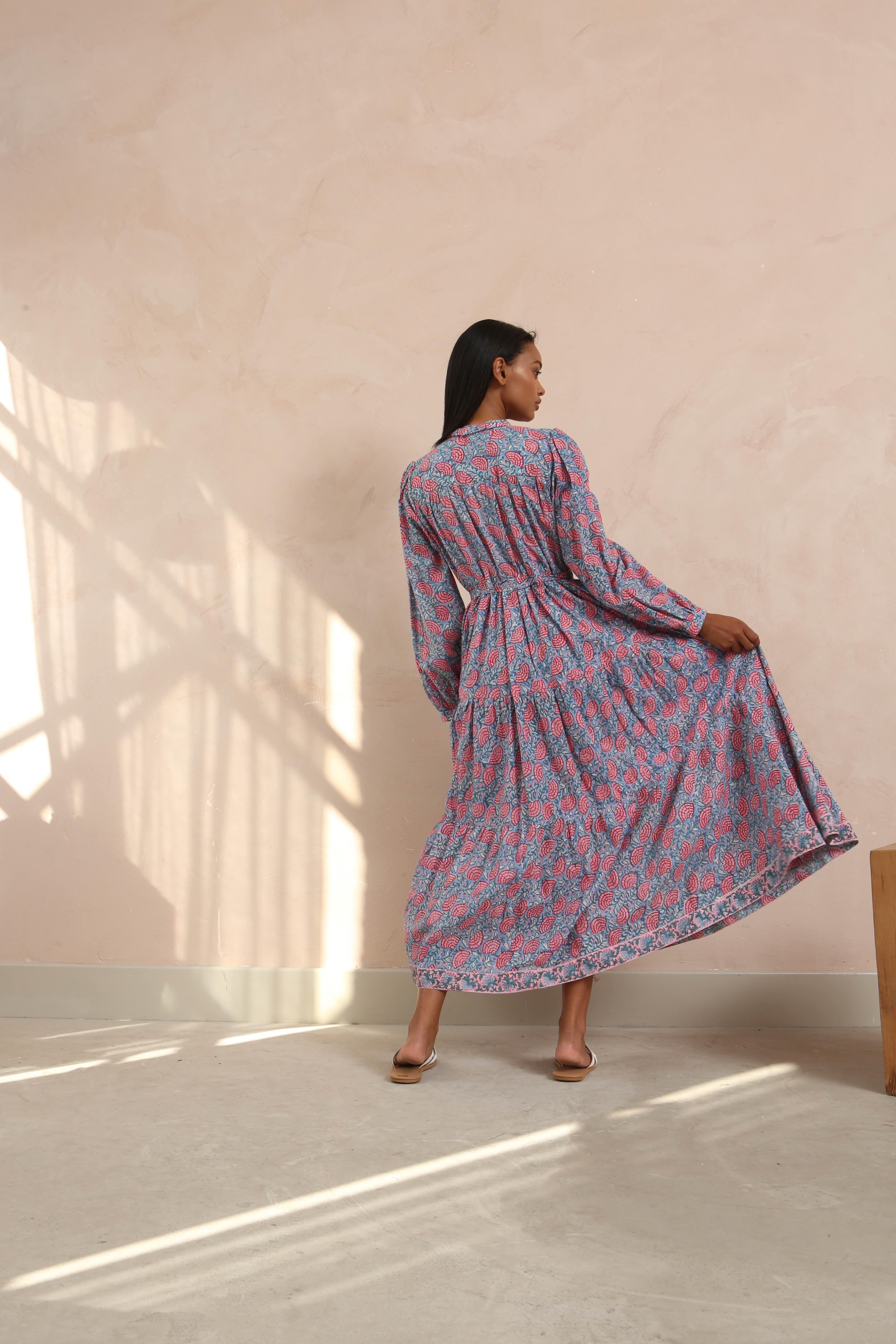 DF Cotton Maxi Dress Full Sleeves