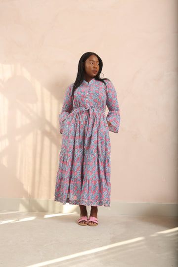 Jasper Bell Sleeve Shirt Collar Maxi Dress