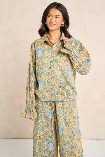 Marigold Blue Block Print Matching Set
