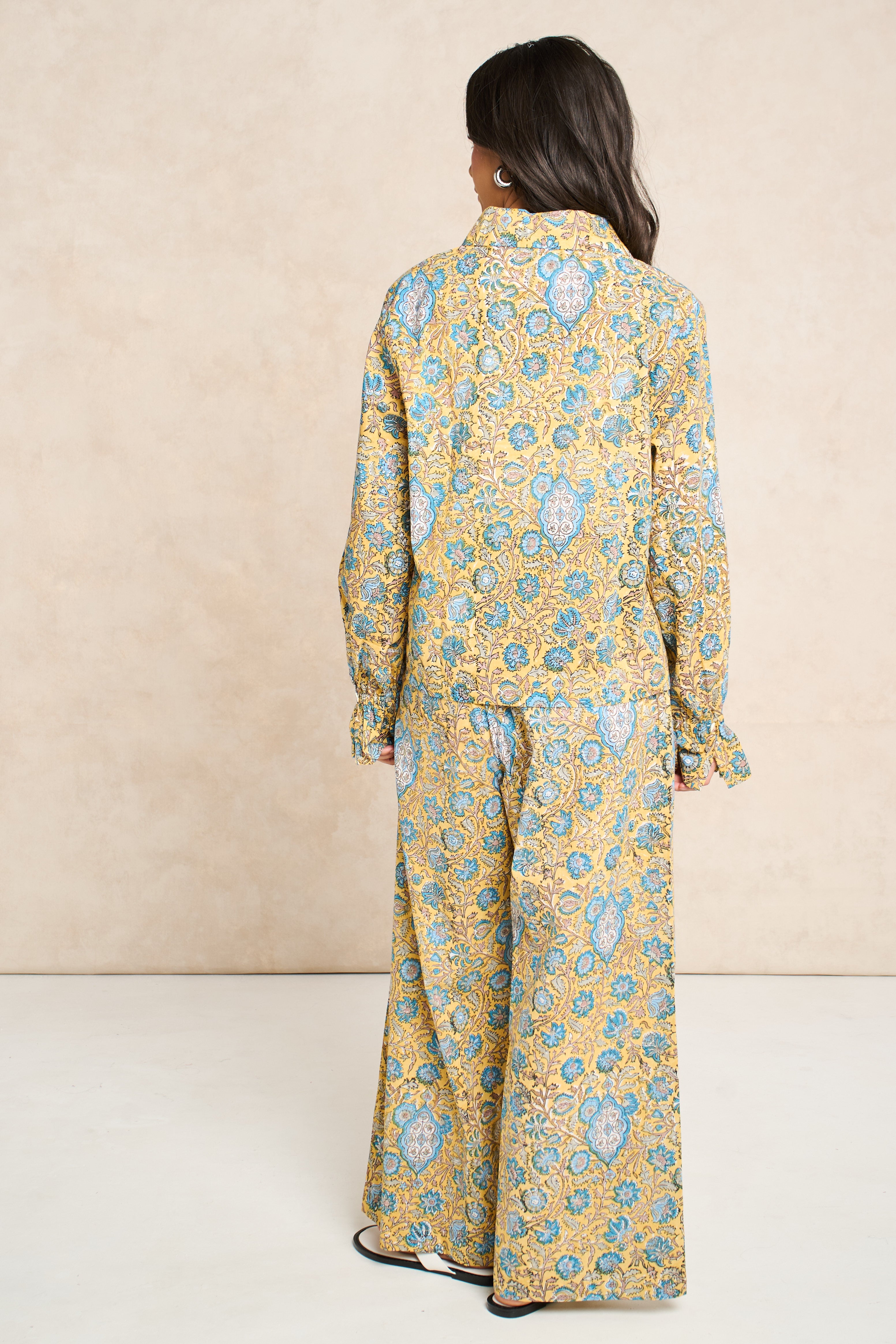 Marigold Mustard Yellow Block Print Matching Set
