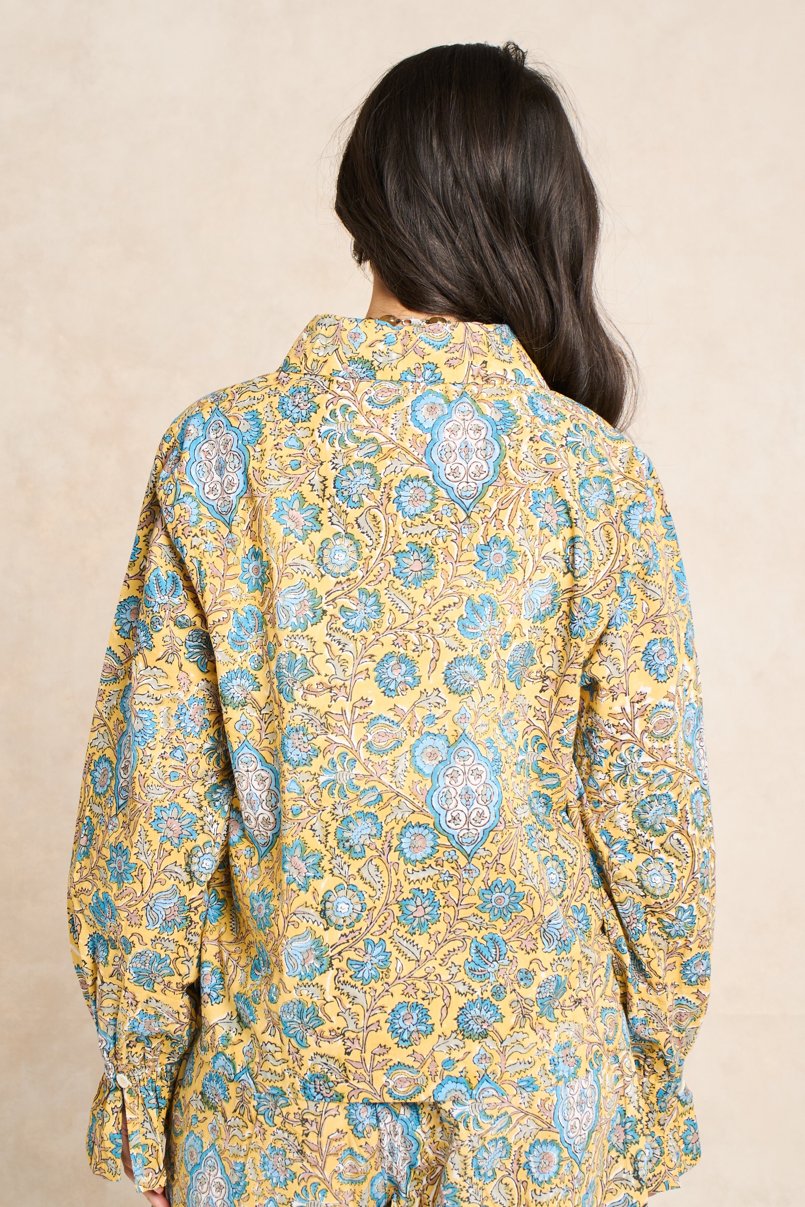 Marigold Mustard Yellow Block Print Matching Set