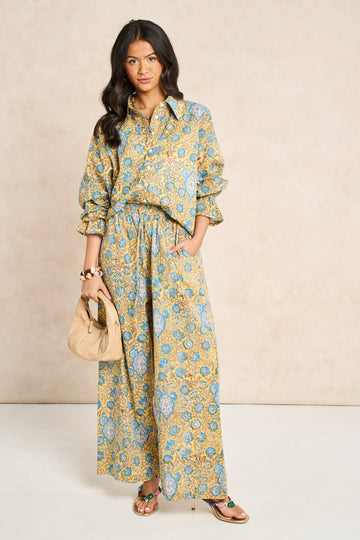 Marigold Mustard Yellow Block Print Matching Set