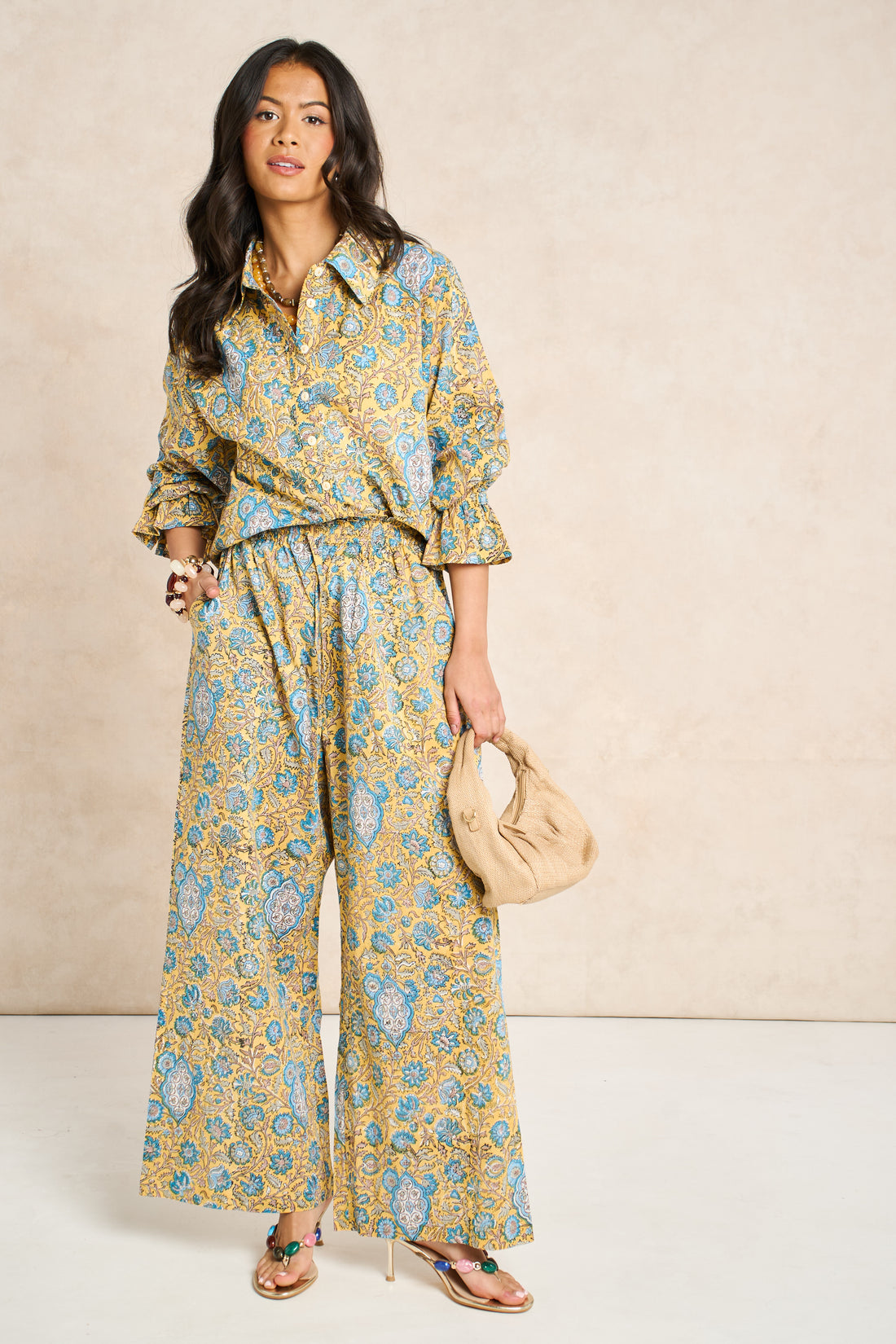 Marigold Blue Block Print Matching Set
