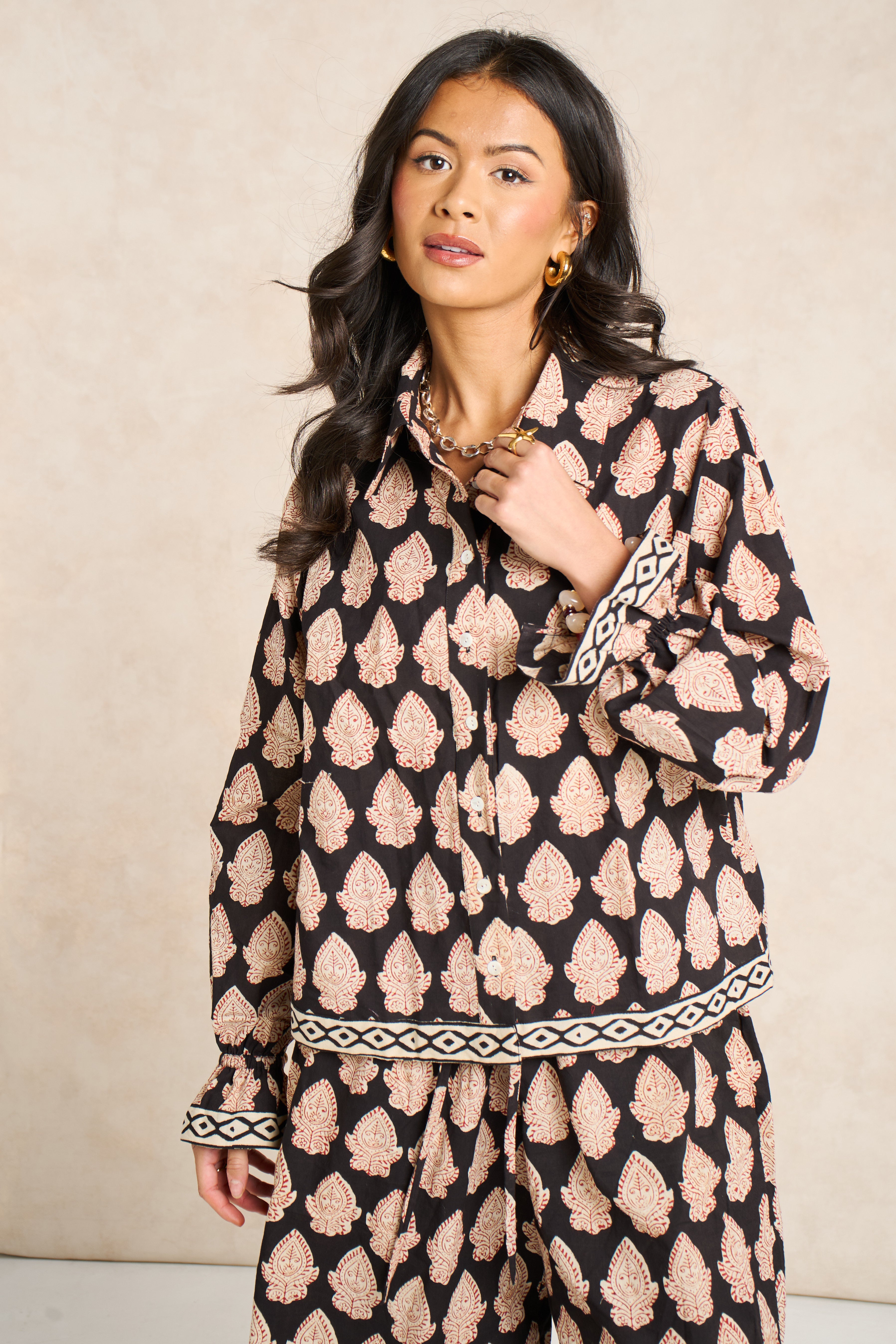 Molly Midnight Black Block Print Matching Set
