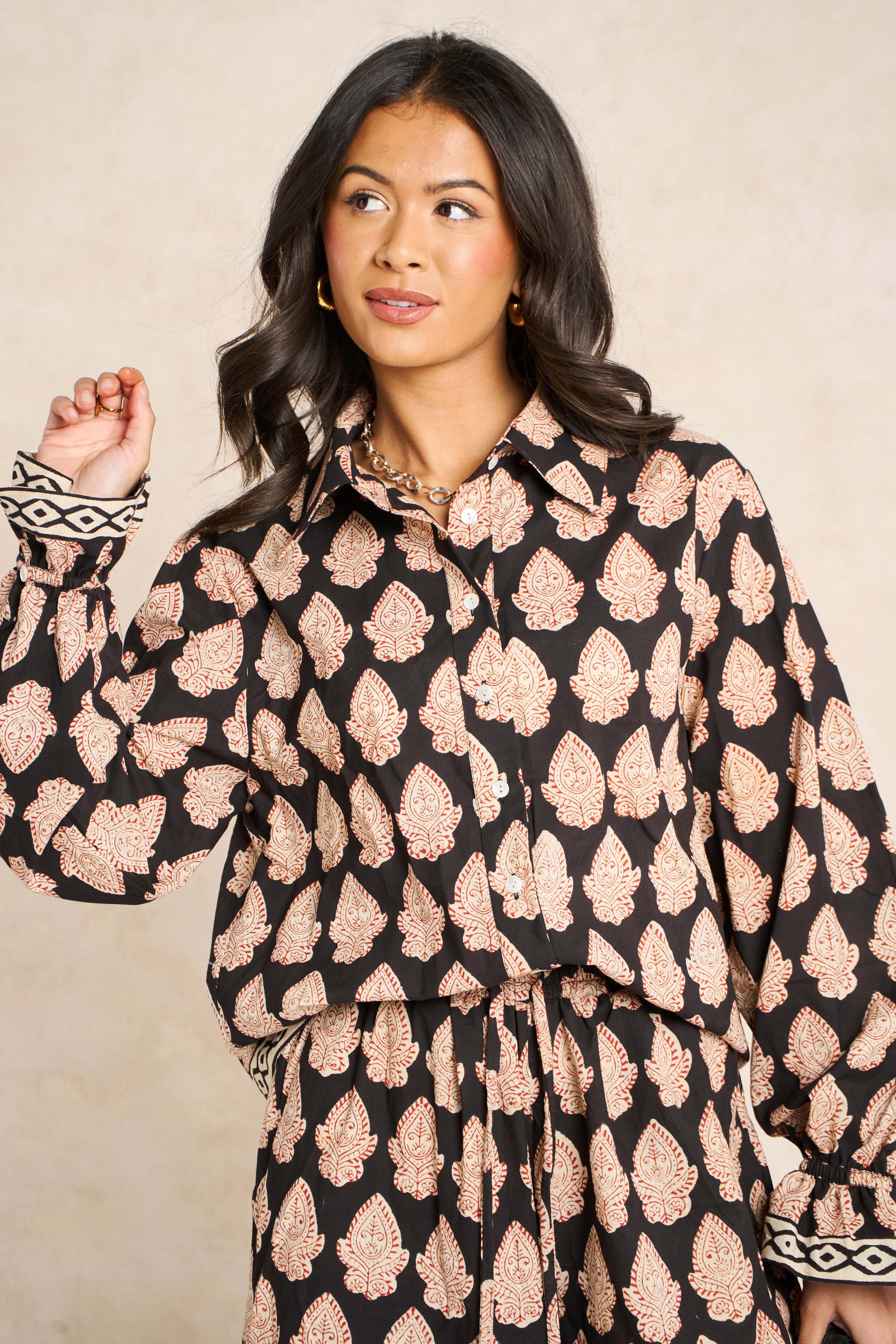 Molly Midnight Black Block Print Matching Set