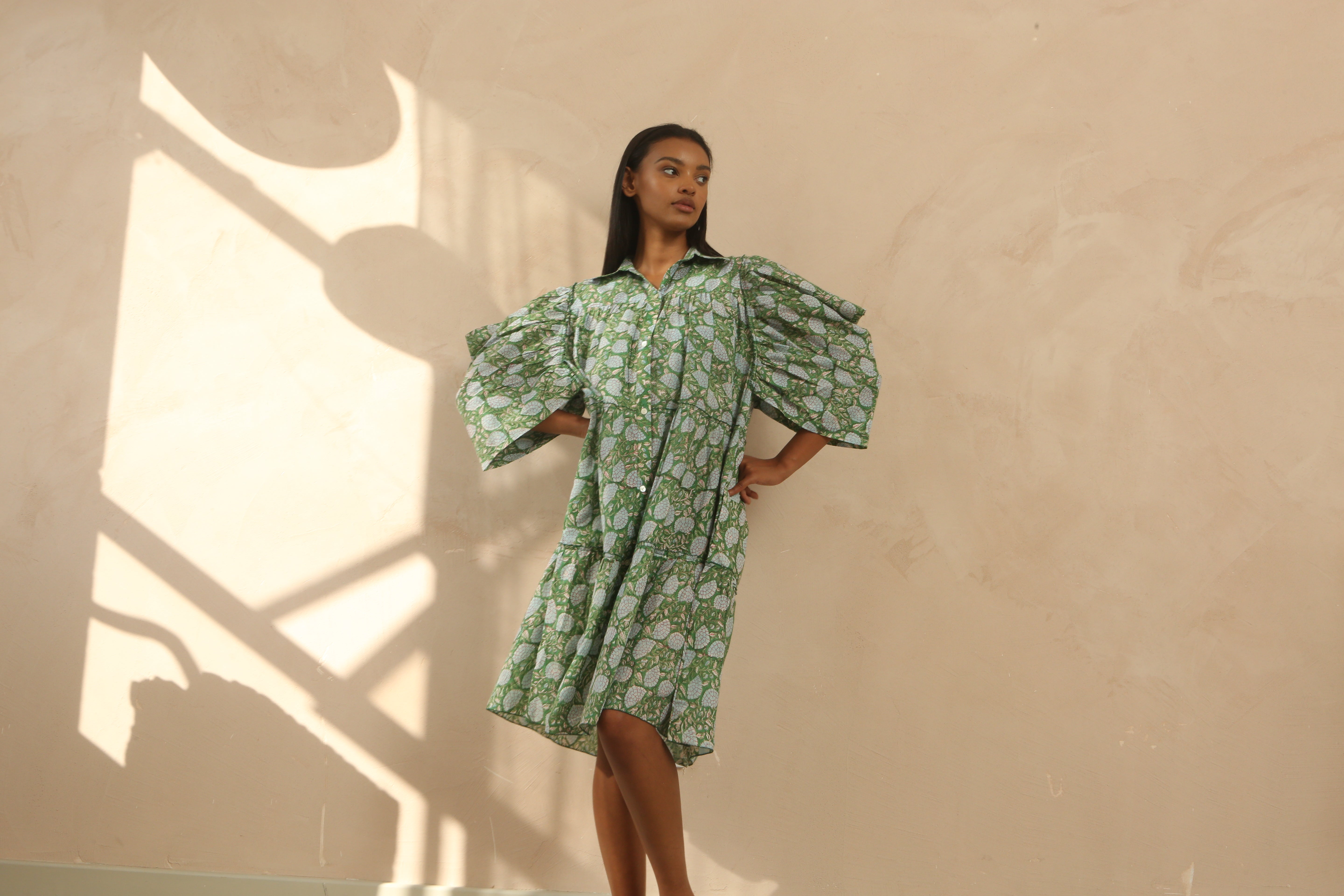 Rachel Ruffle Ruched Midi Dress