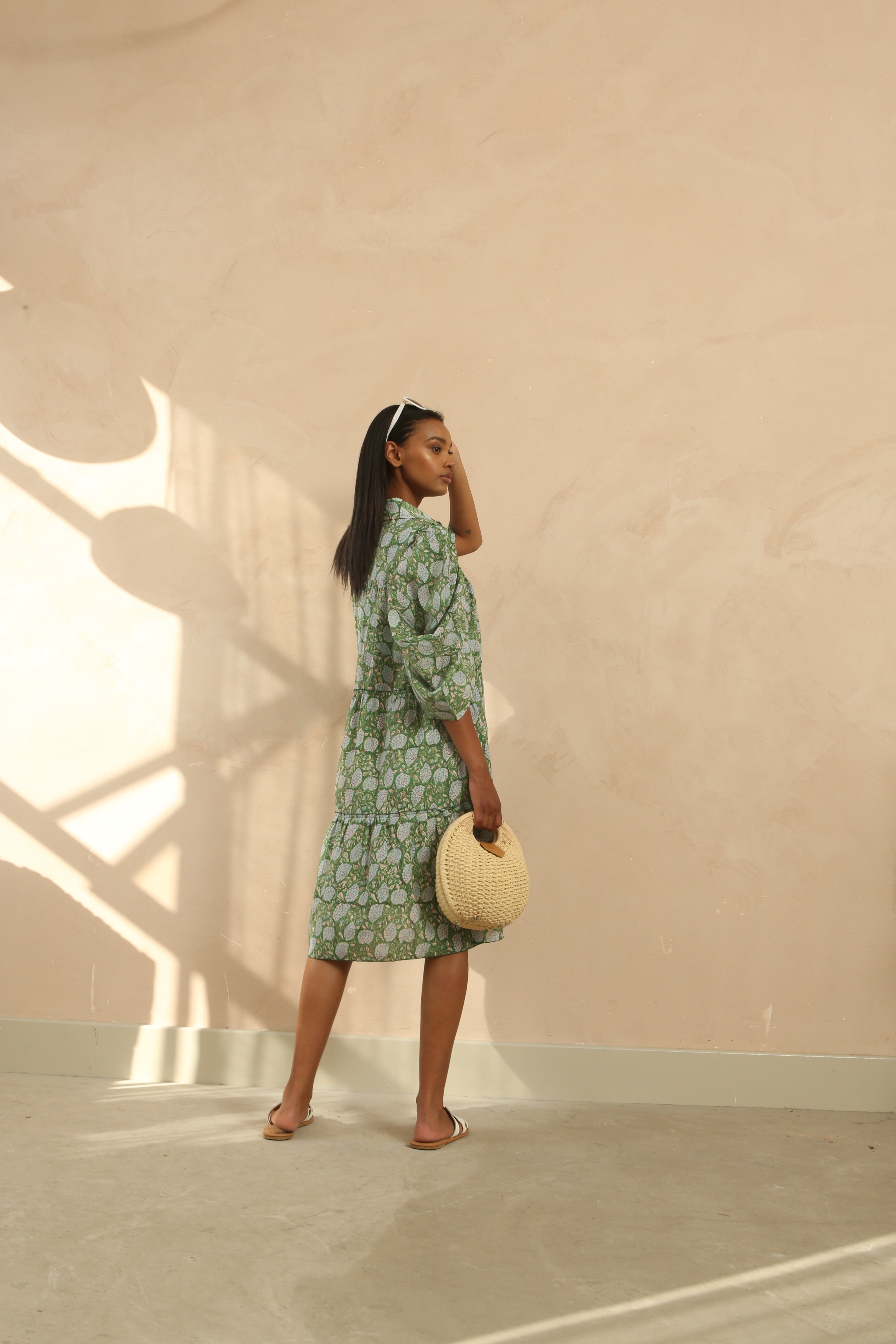 Rachel Ruffle Ruched Midi Dress