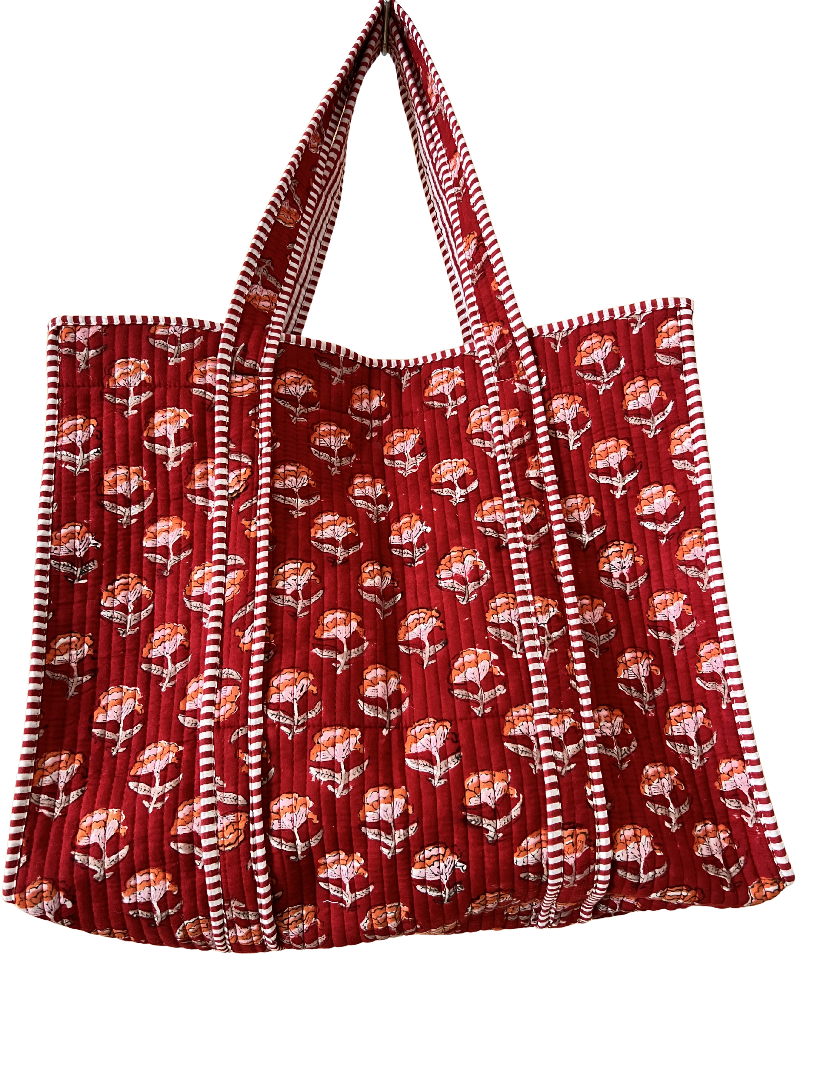 Reversible Cotton Quilted Floral Tote Bag