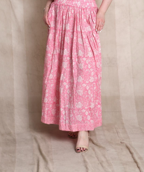Block Print Maxi Tiered Skirt