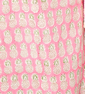 Pineapple Pink Ruffle Collared Cotton Dress Mini