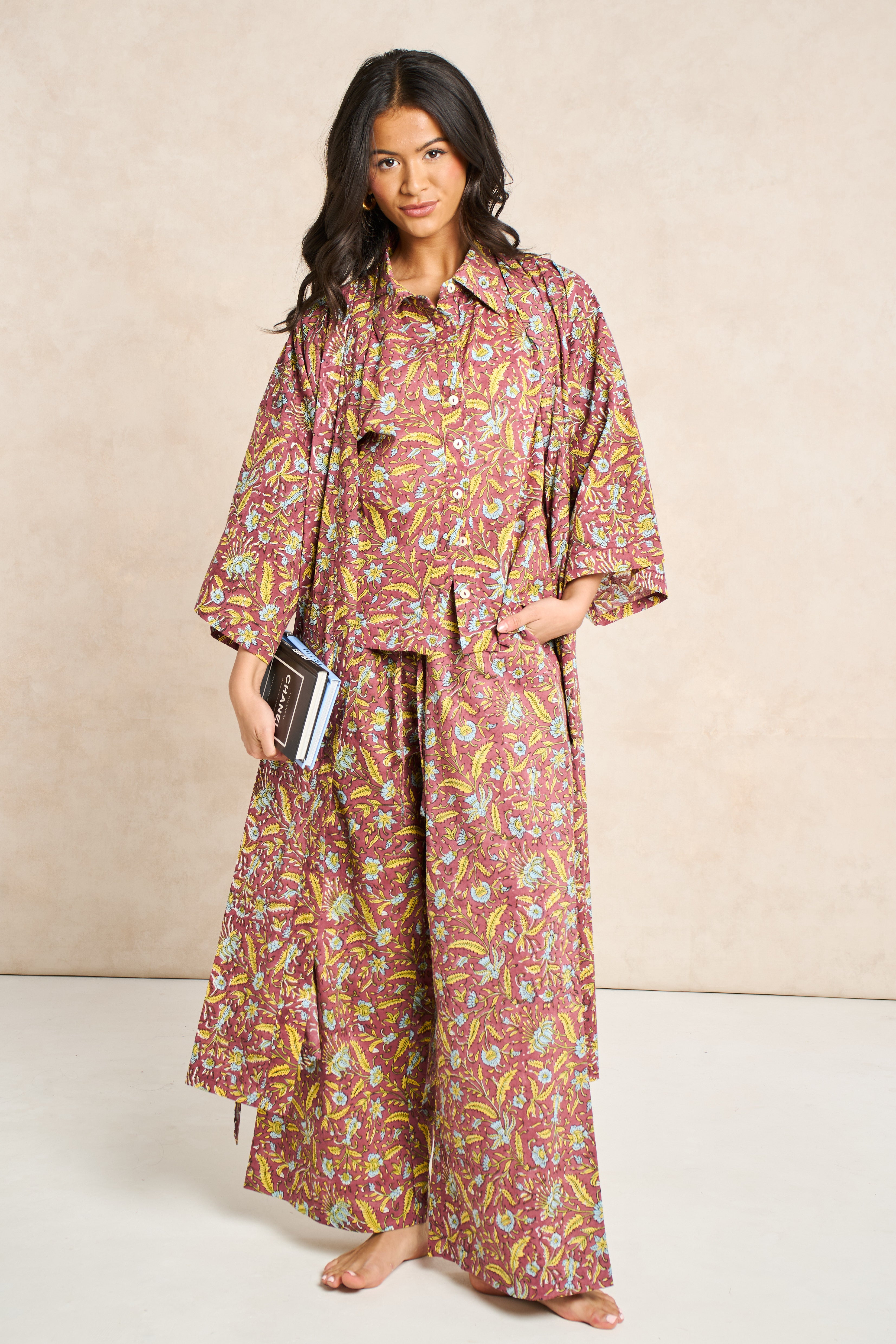 Goldie Block Print Cotton Bathrobe