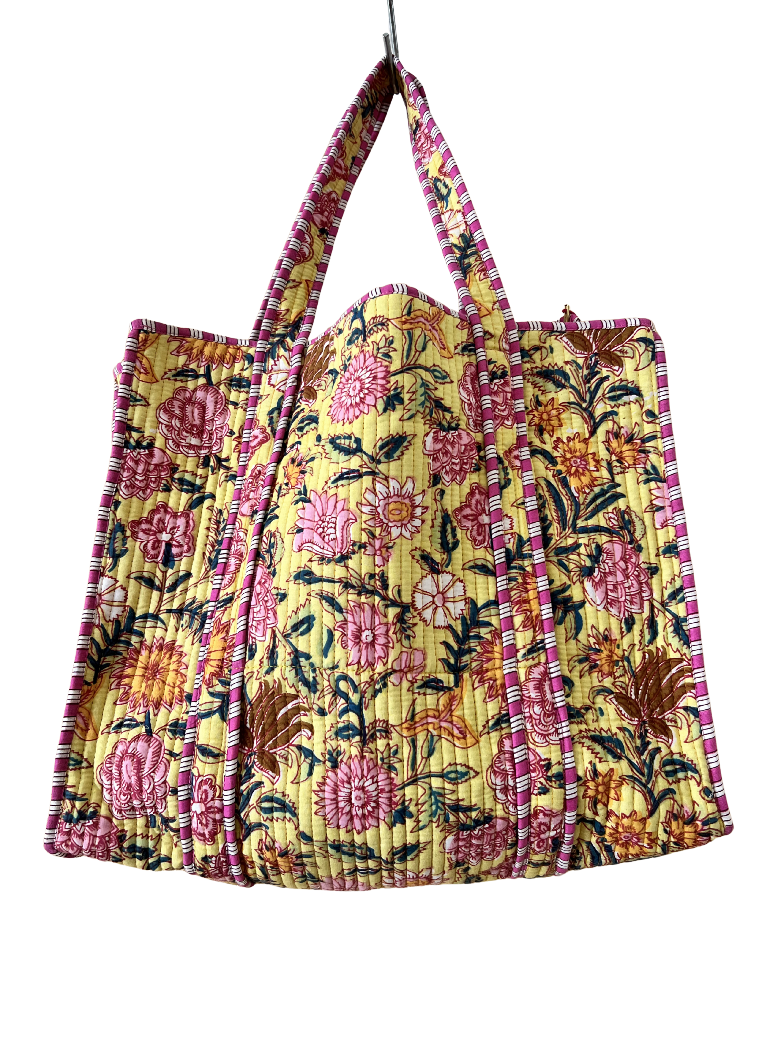 Reversible Cotton Quilted Floral Tote Bag