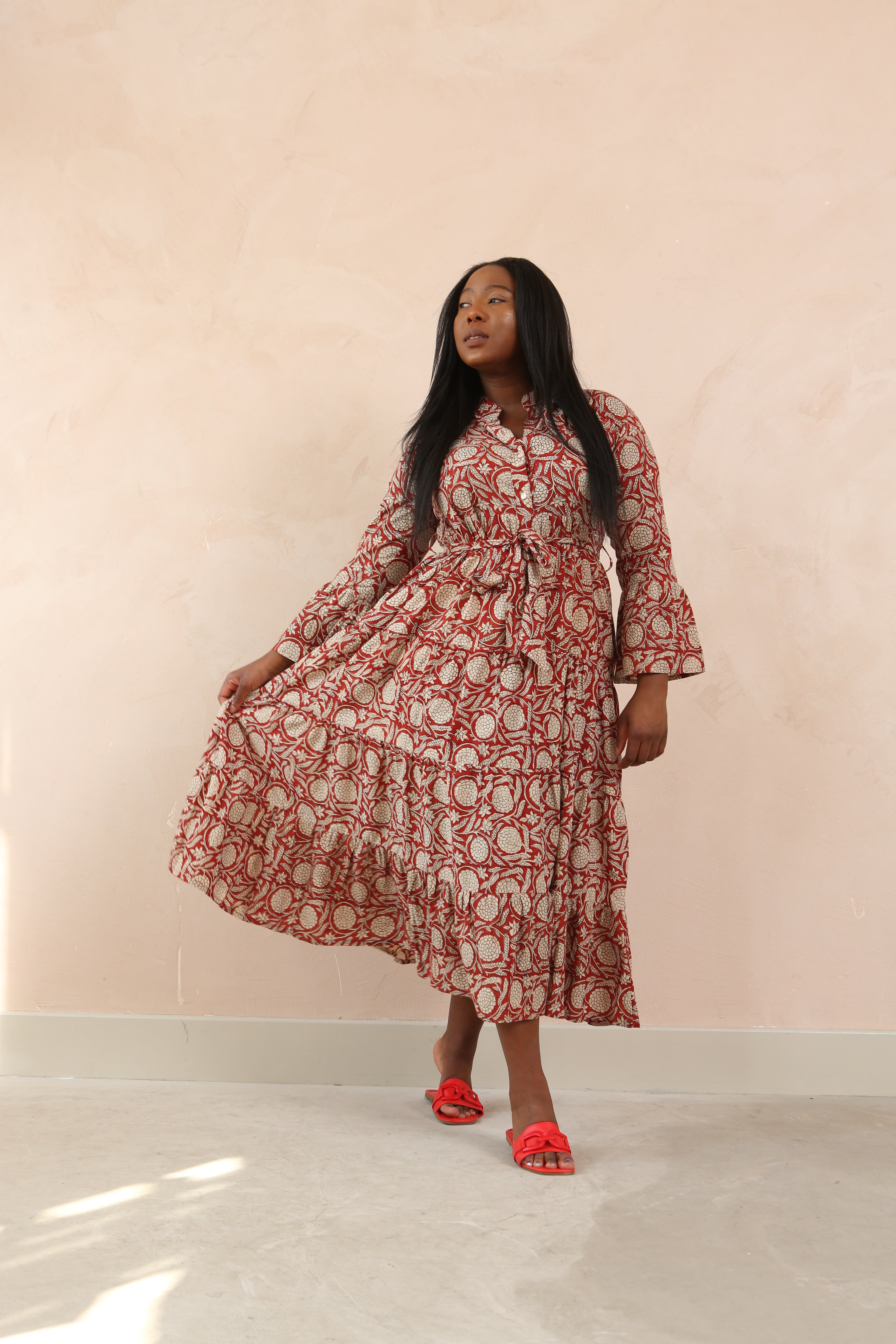 Tory Cotton Bell Sleeve Maxi Dress