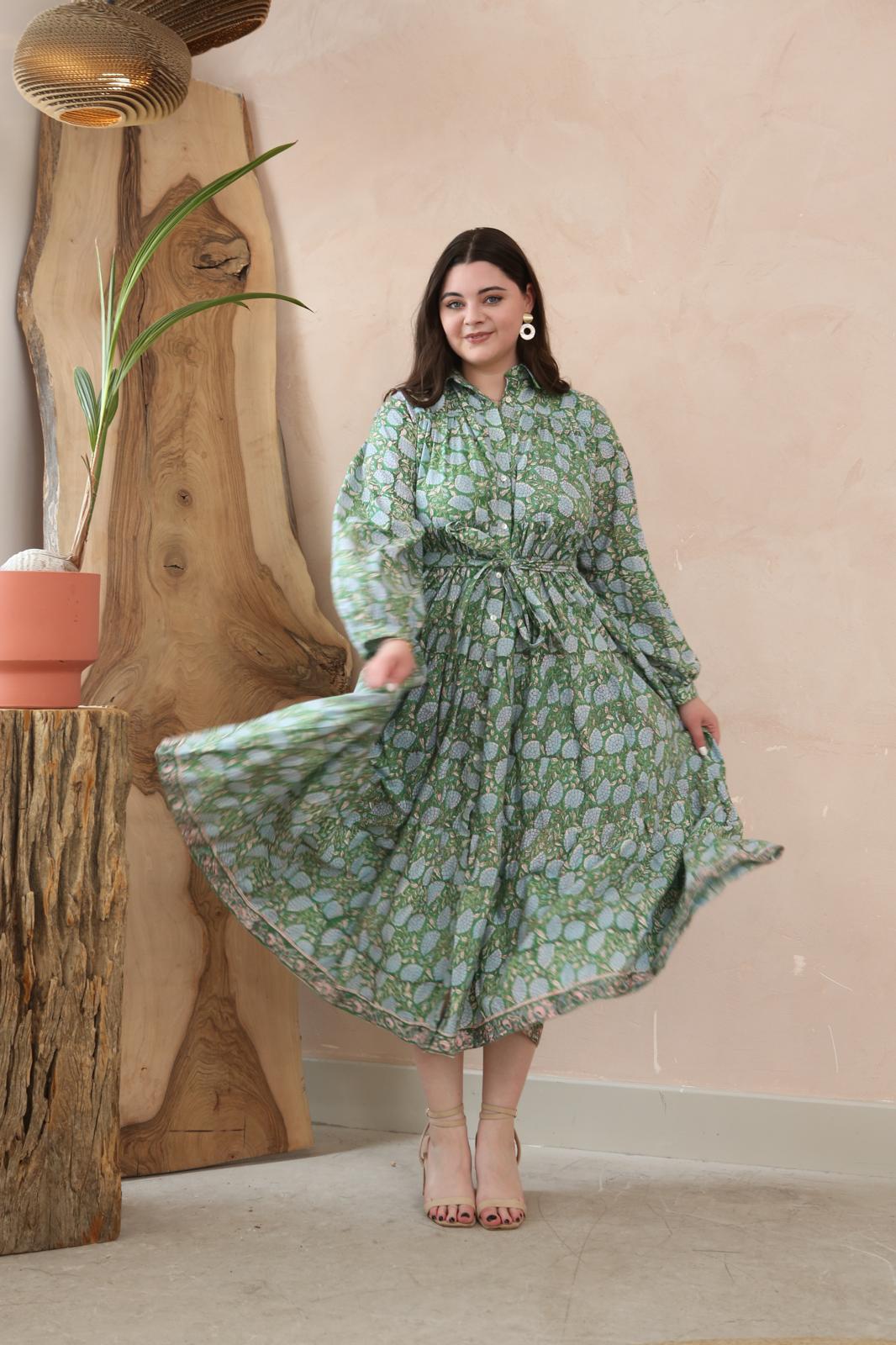 DF Cotton Maxi Dress Full Sleeves