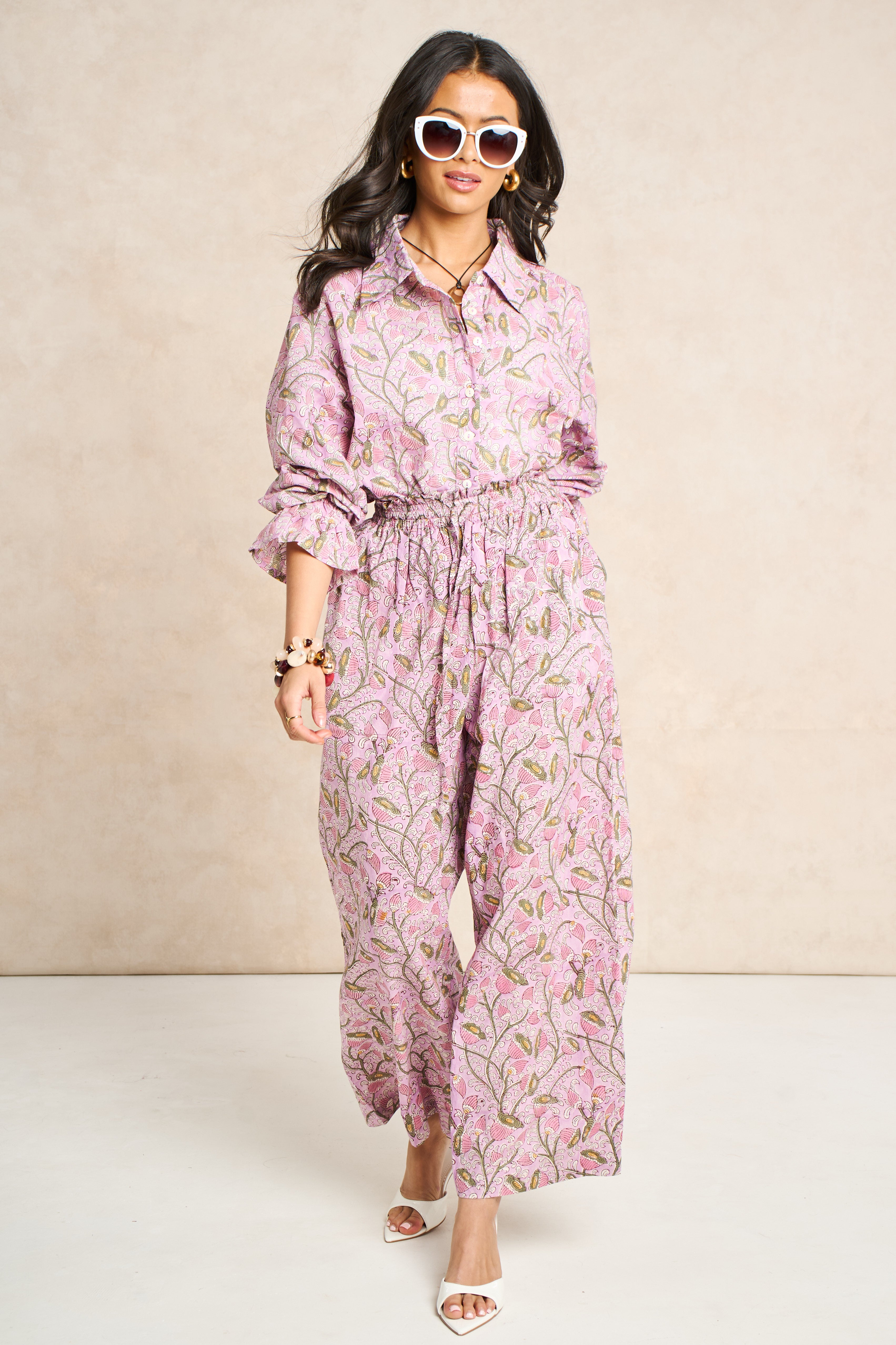 Wisteria Lilac & Blush Block Print Matching Set