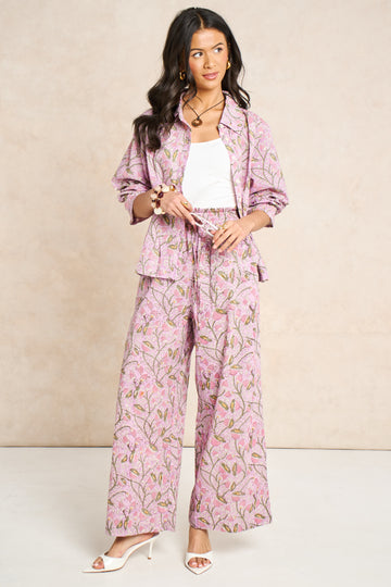 Wisteria Lilac & Blush Block Print Matching Set