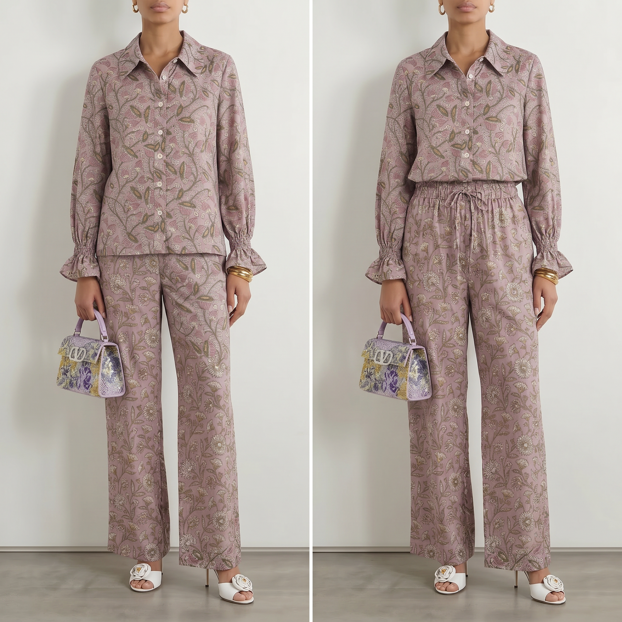 Wisteria Lilac & Blush Block Print Matching Set