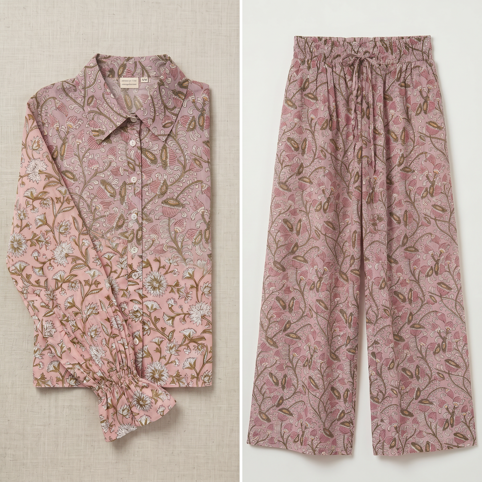 Wisteria Lilac & Blush Block Print Matching Set