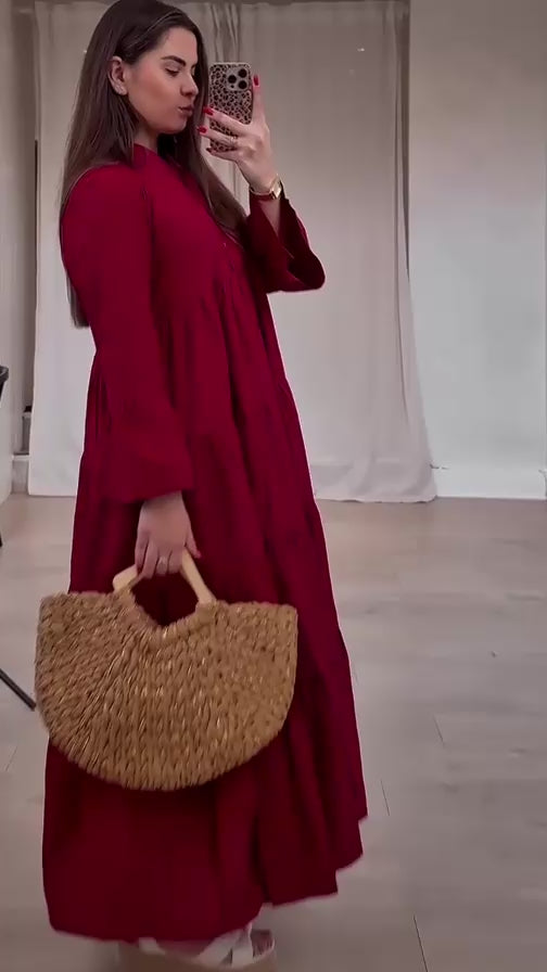 Mimi Cotton Maxi Dress With Bell Sleeves