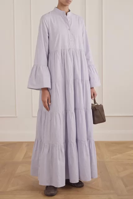Mia Cotton Poplin Maxi Dress With Sleeves