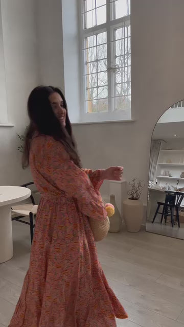 Kaia Full Bell Sleeve Cotton Maxi Dress