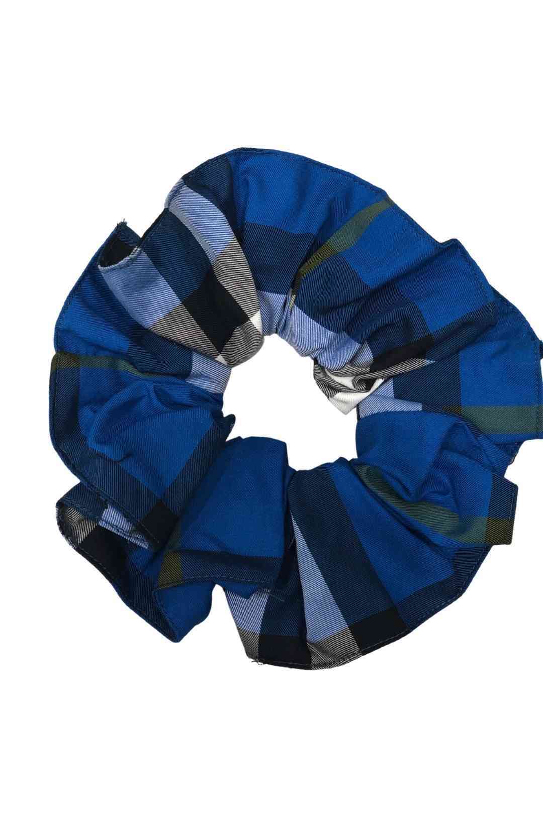 Tartan Blue Check Oversized Scrunchie