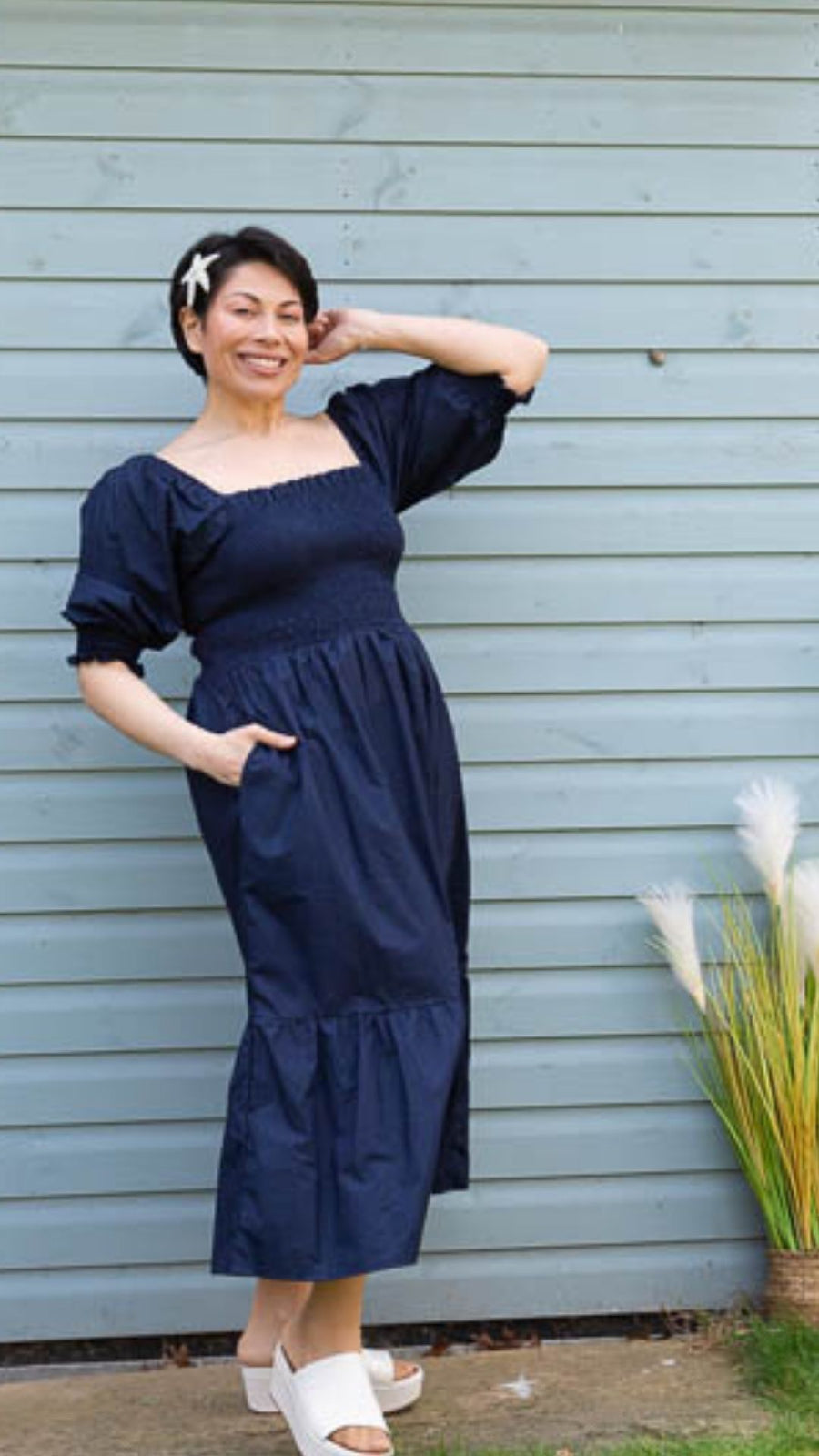 Chelsea Braless Wonder Midi Dress With Sleeves