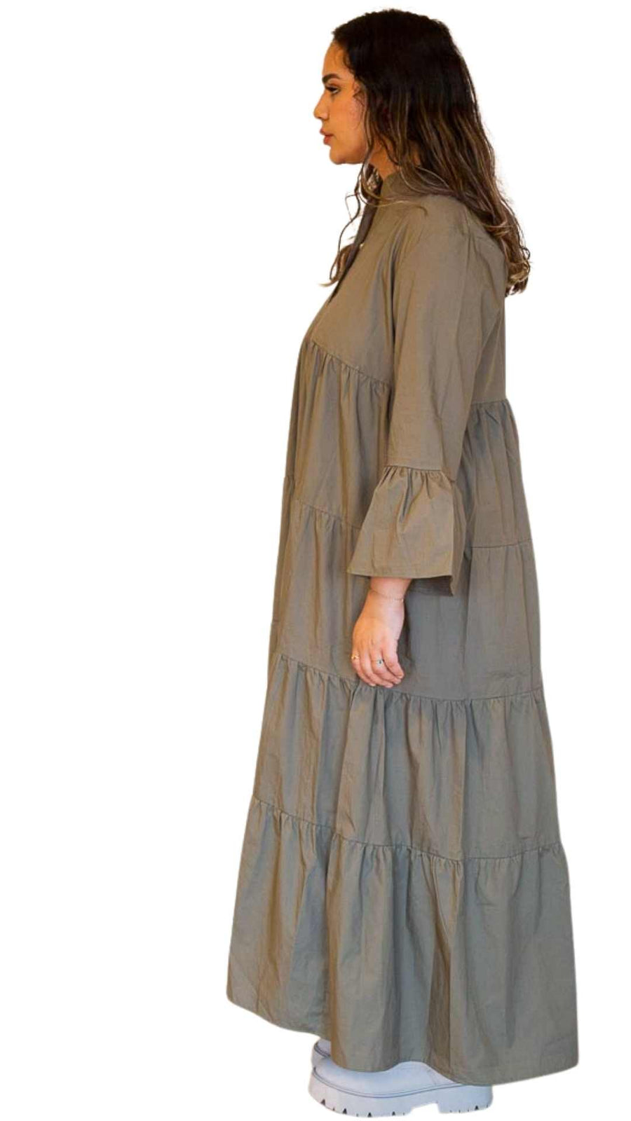 Brandy Cotton Maxi Petite Dress With Sleeves