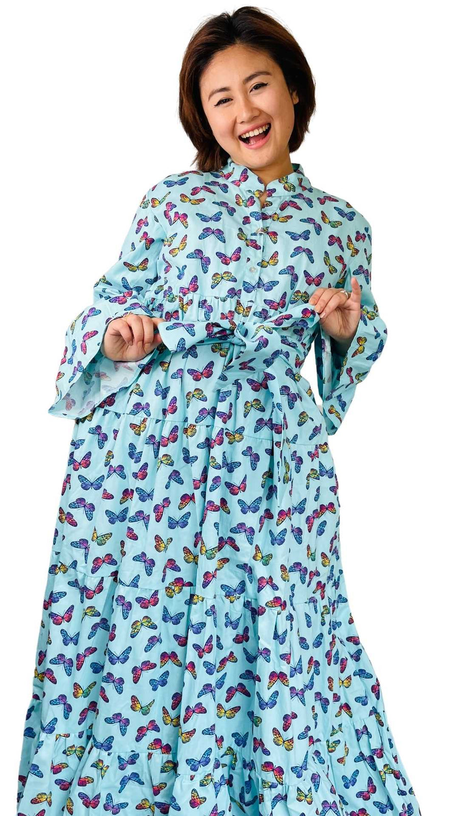Ellie Butterfly Print Cotton Maxi Dress