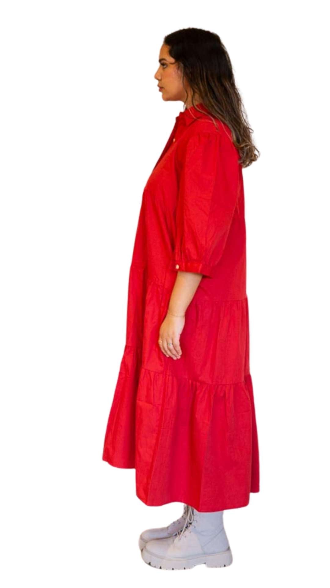 Amelia Front Button Cotton Maxi Dress