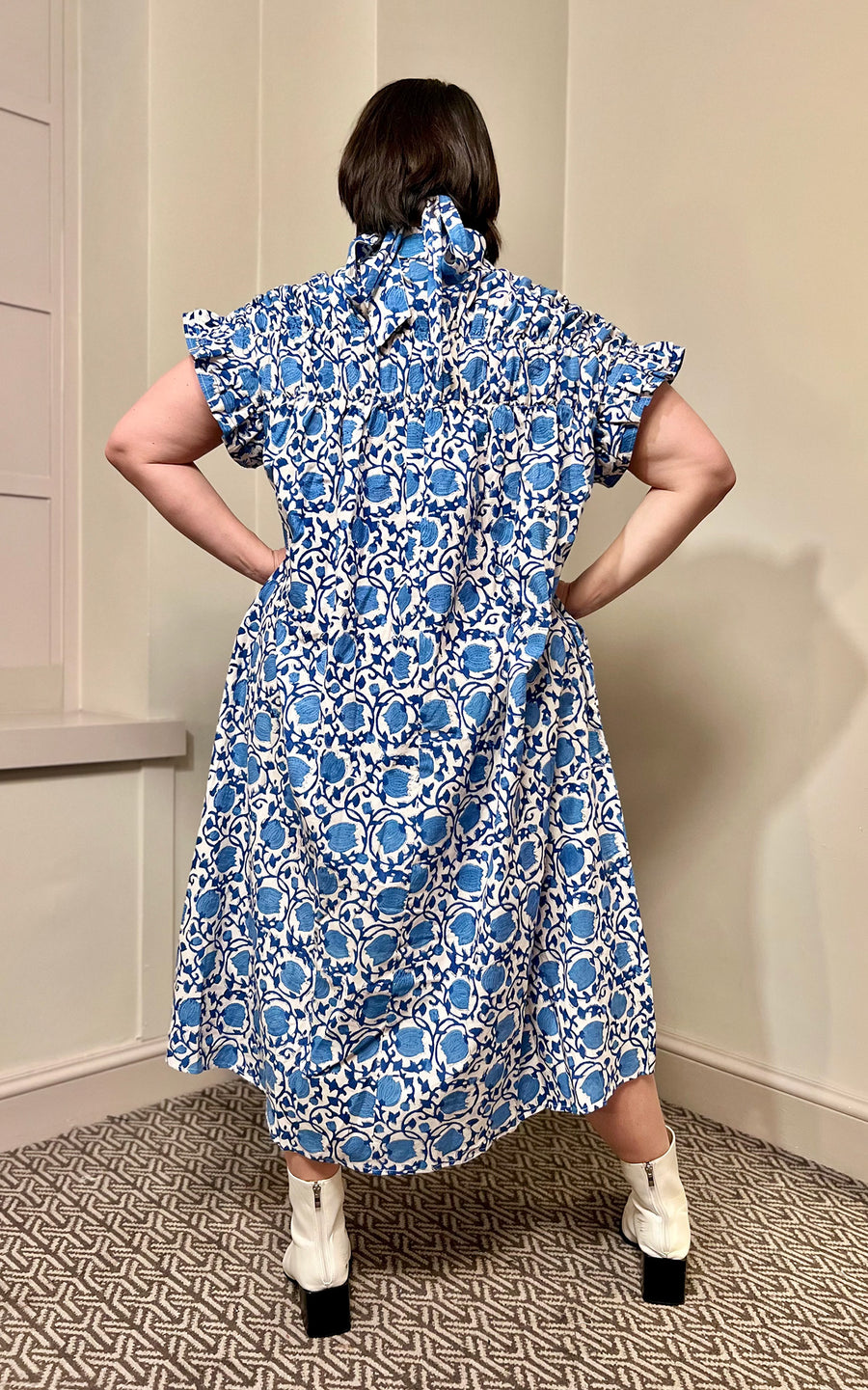 Mara Midi Smock Block Print Dress- Preorder