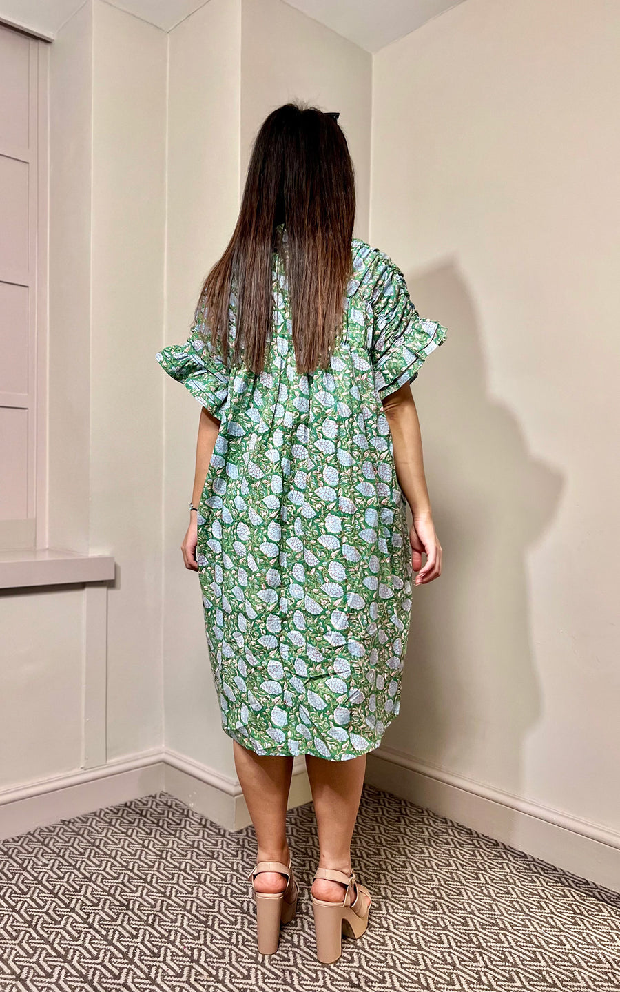 Diana Midi Smock Block Print Dress- Preorder