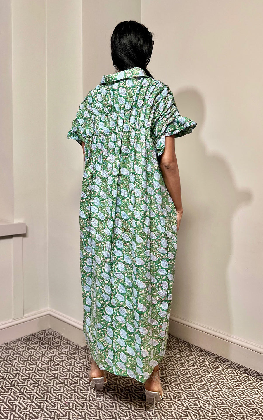 Diana Midi Smock Block Print Dress- Preorder