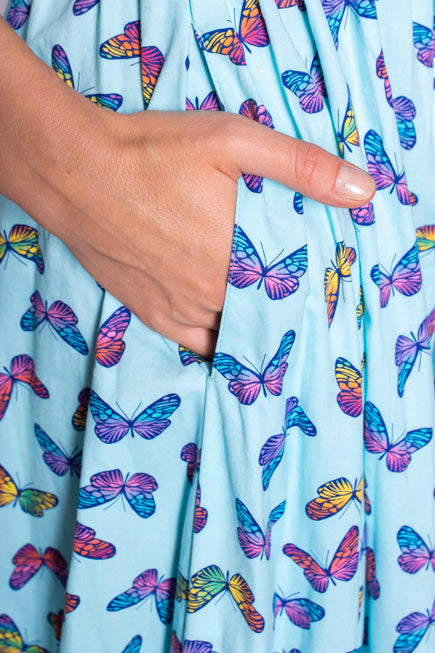 Ellie Butterfly Print Cotton Maxi Dress