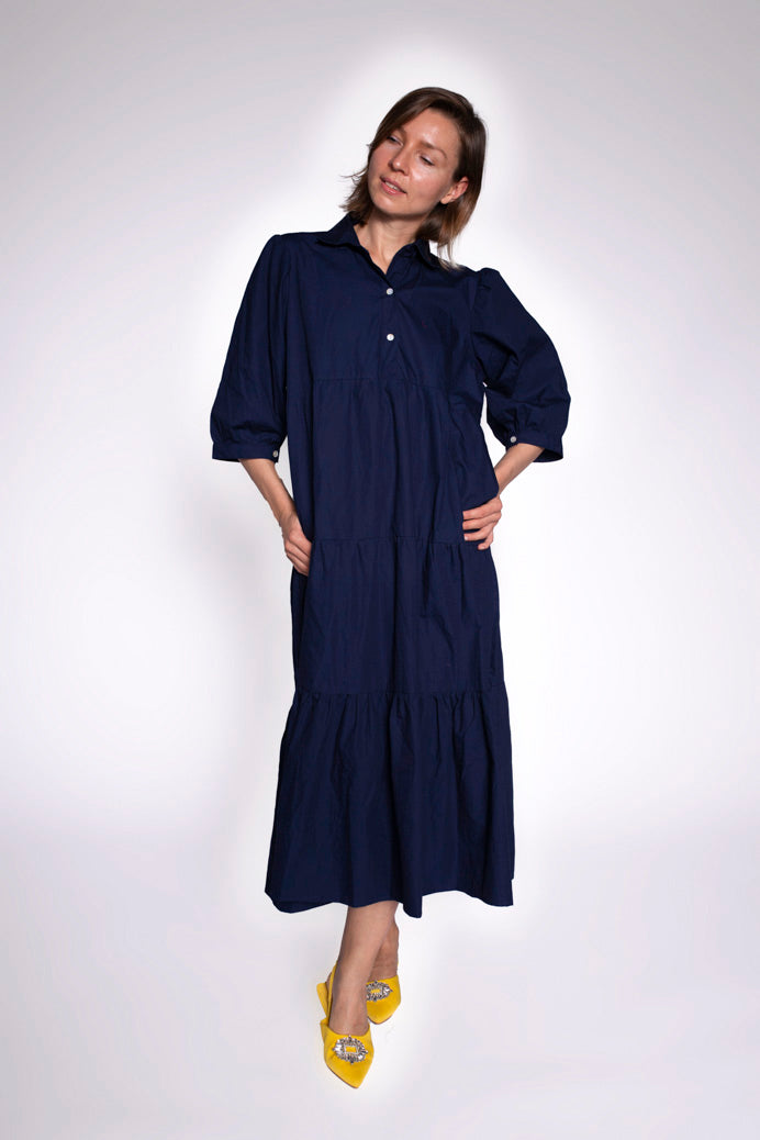 Chelsea Front Button Cotton Midi Dress