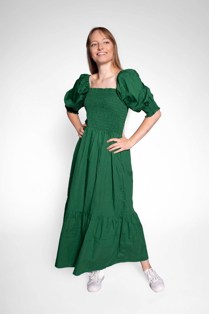 Olive Braless Wonder Maxi Dress With Sleeves