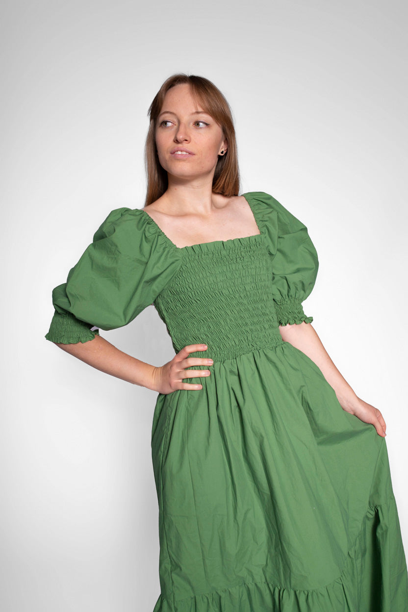 Olive Braless Wonder Maxi Dress With Sleeves
